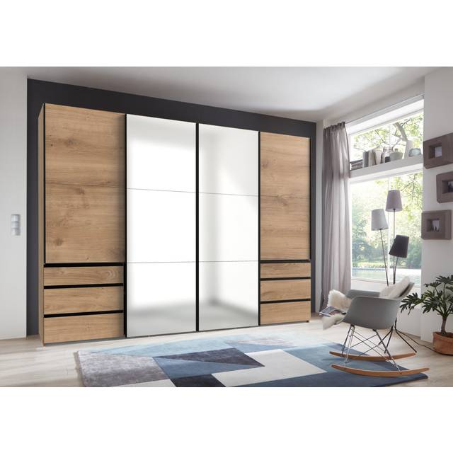 Guardino 4 Door Wardrobe - Plank Oak (216cm H x 300cm W x 65cm D)