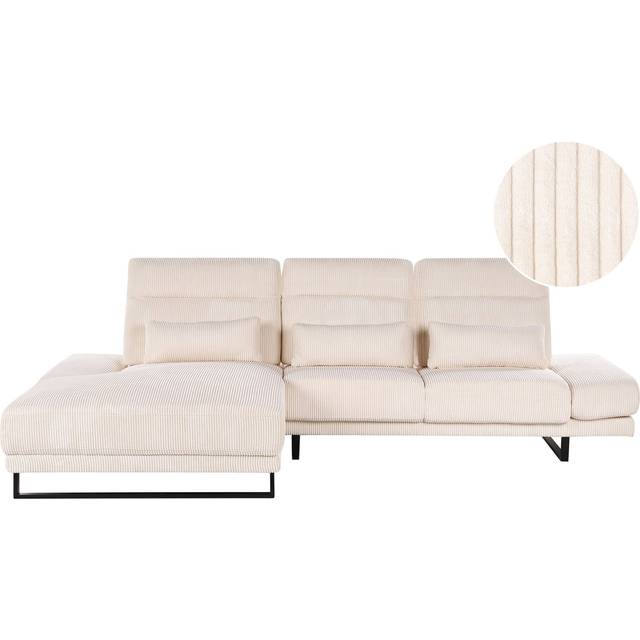 Corner Sofa 4 Seater IKAST Corduroy Beige Right Hand