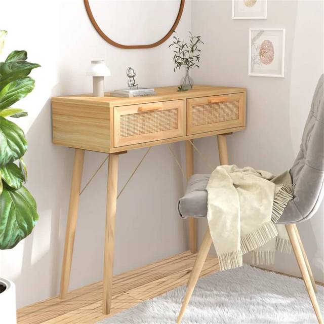 Aniza 10cm Solid Wood Console Table - Natural Wood