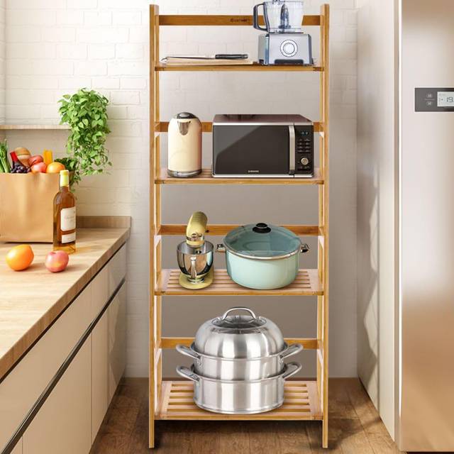 4 Tier Bamboo Plant Stand, Freestanding Ladder - Natural (120cm H X 48cm W X 31cm D)
