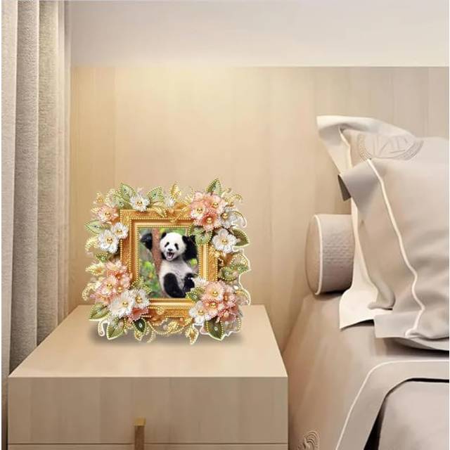 Verdigre  5D DIY Diamond Painting Floral Photo Frame Diamond Painting Kit Crystal Embroidery Rhinestone Picture Frame Decoration - White (28cm H X 25cm W X 3cm D)