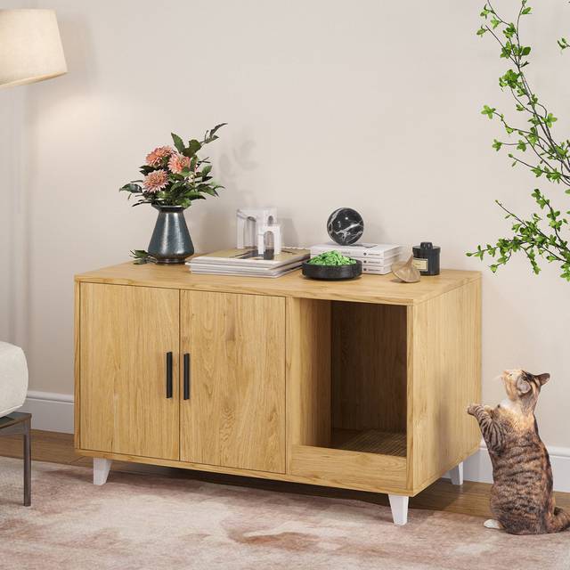 Archie & Oscar Efharis Litter Box Enclosure Natural 50cm H X 85cm W X 47cm D