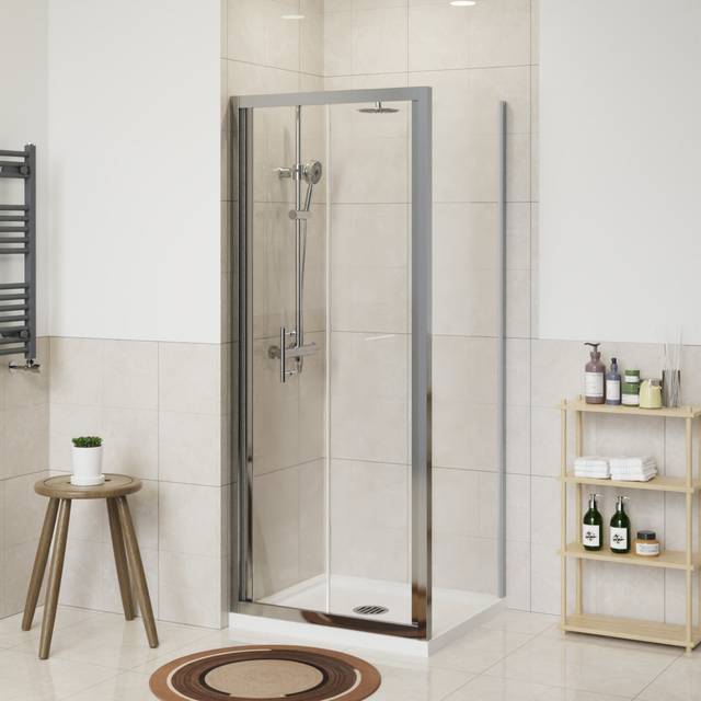 Askar Bathroom Bi-Fold Door Enclosure - 1900 x 760 mm - Chrome (190cm H X 76cm W X 90cm D)