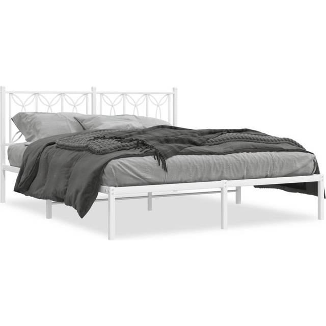 Lark Manor Metal Bed Frame With Headboard White Single White 193 x 203cm
