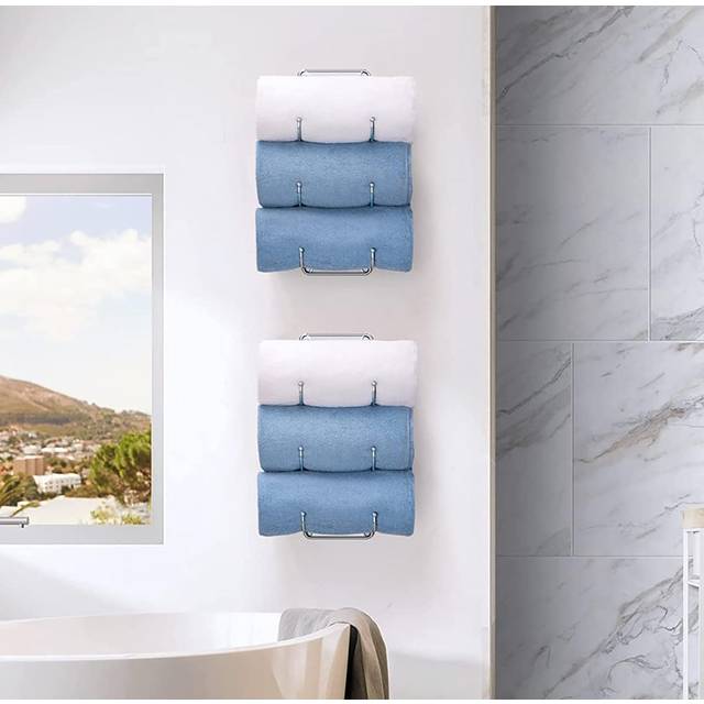 Beatt 1 Wall Mounted Required Towel Rack - Silver (44cm H X 16.3cm L X 14.5cm D)