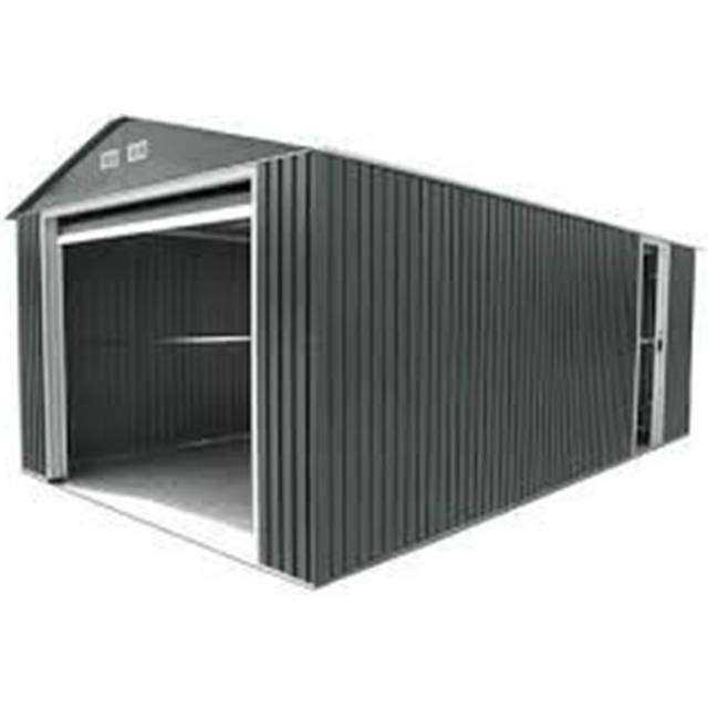 Salford 12 ft. W x 32 ft. D Metal Shiplap Steep Slope Garage - Grey (372cm W X 965cm D X 259cm H)