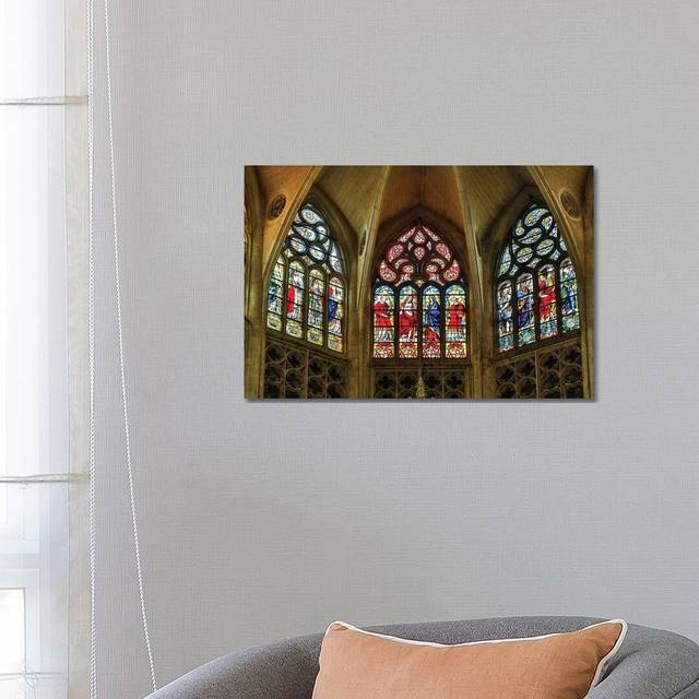 France, Toulouse. Cathedral of St. Etienne Stained Glass Windows. by Hollice Looney - Wrapped Canvas Photograph (45.72cm H x 66.04cm W x 3.81cm D)