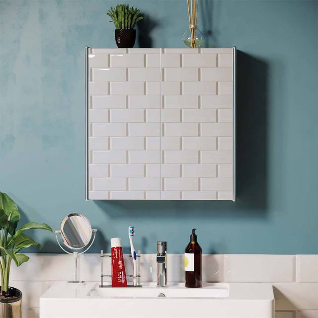 Aadhith Wall Mounted Required Bathroom Cabinet - Silver (45cm H X 45cm W X 13cm D)