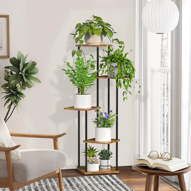 Annemirl Plant Stand - Black;Brown (106.2cm H X 30cm L X 11.8cm D)