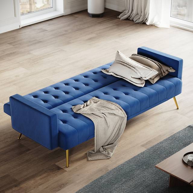 176*60*75cm Multi-functional Premium Plush Comfort Sofa for Living Room, Pink - Blue (75cm H X 176cm W X 60cm D)