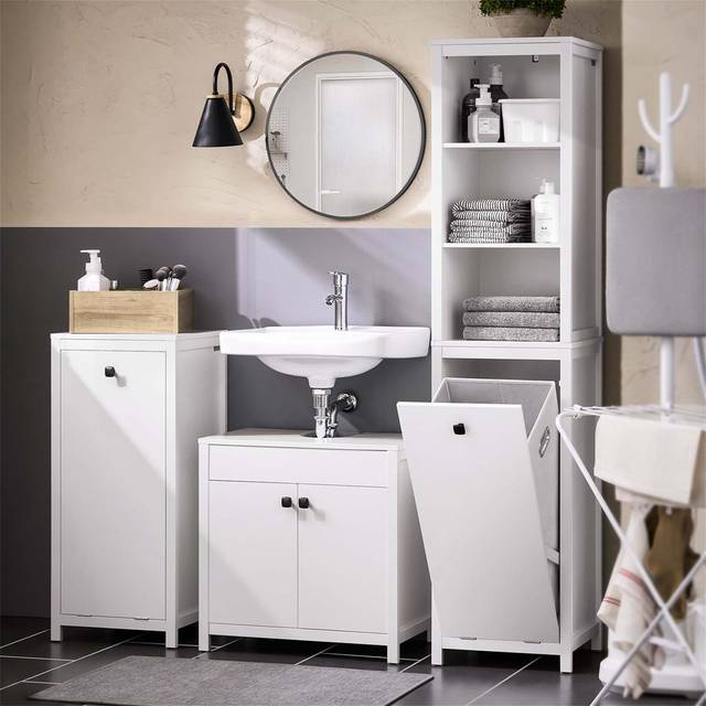 Aadhith Freestanding Linen Cabinet - White (173cm H X 40cm W X 35cm D)