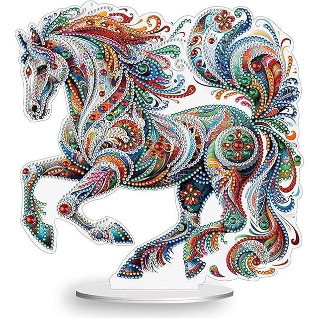 Isabelle 5D DIY Mosaic Colourful Diamond Painting Kit Crystal Rhinestone Acrylic Table Top Decoration (Horse) - Green (71.12cm H X 63.5cm W X 7.62cm D)