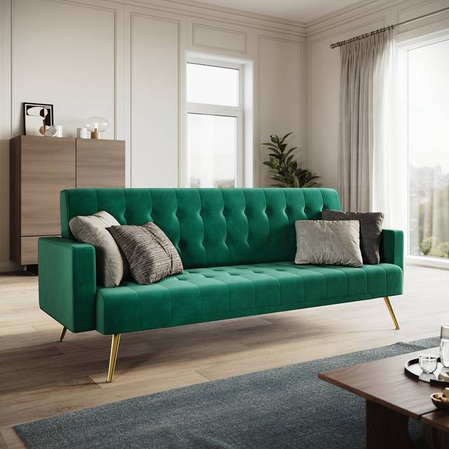 176*60*75cm Multi-functional Premium Plush Comfort Sofa for Living Room, Pink - Green (75cm H X 176cm W X 60cm D)