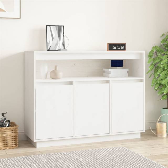 Sideboard Solid Wood Pine - White (80cm H X 141cm W X 34cm D)