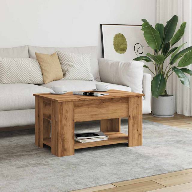 Husnija Lift Top Extendable Coffee Table with Storage - Artisan Oak (41cm H X 79cm W X 49cm D)