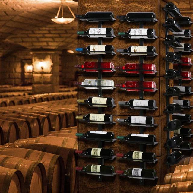 2 Pcs Wall Mounted Wine Rack For 10 Wine Bottles - Black (126cm H X 27cm W X 9cm D)