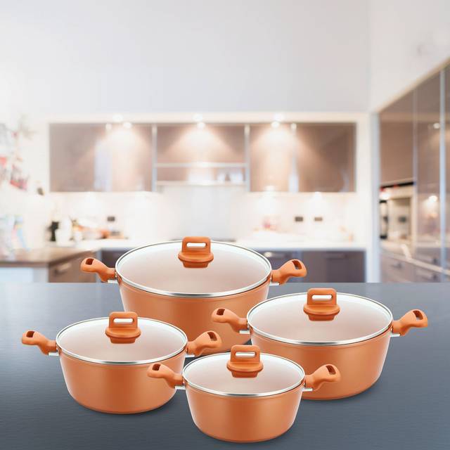 ZOYA 8 - Piece Non-Stick Aluminum Cookware Set - Copper (8)