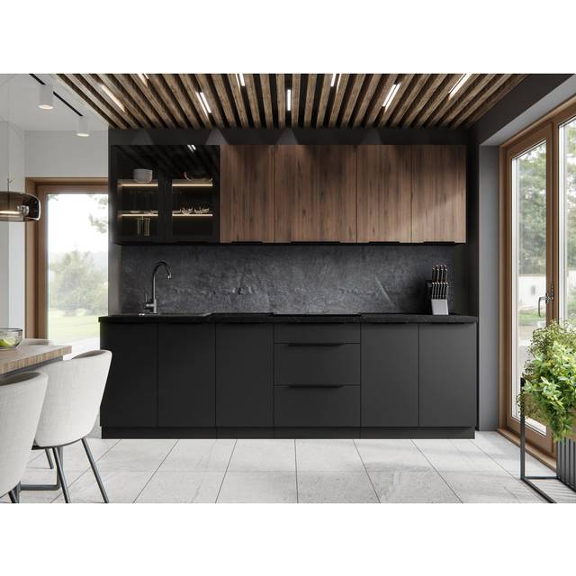 Navena 210cm Kitchen Pantry - Black