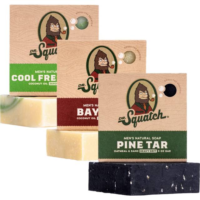 All Natural Soap Bar for Men, 3 Bar Variety Pack - Bay Rum, Cool Fresh Aloe, Pine Tar