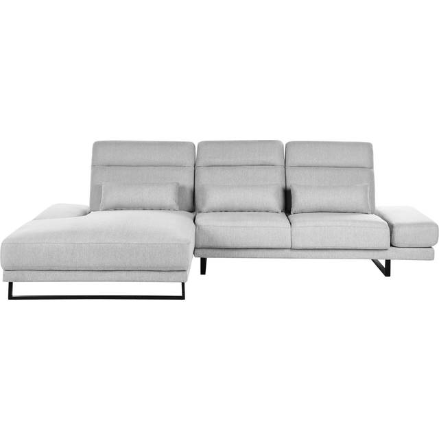 Beliani - Right Hand Corner Sofa Polyester Upholstery Steel Legs Adjustable Armrests and Backrest Living Room Furniture Light Grey Ikast