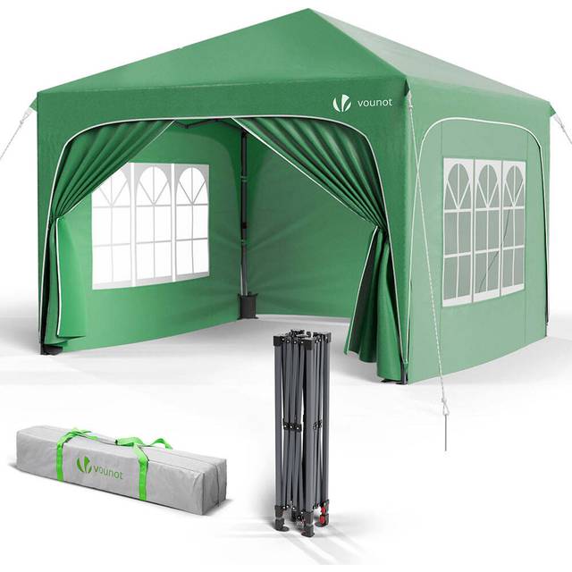 VOUNOT 3x3m Pop up Gazebo with Sides, Waterproof Garden Marquee Party Tent Green
