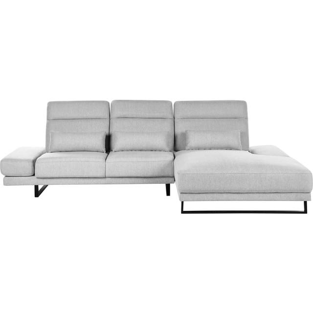Beliani - Left Hand Corner Sofa Polyester Upholstery Steel Legs Adjustable Armrests and Backrest Living Room Furniture Light Grey Ikast