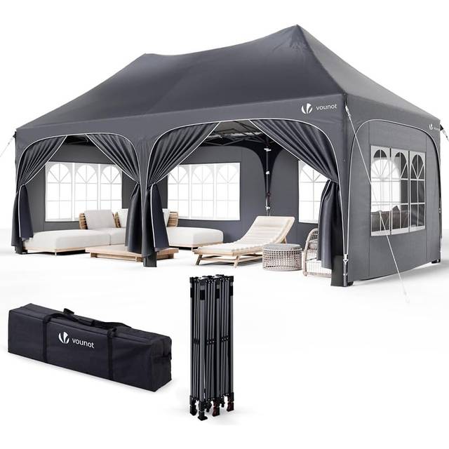 VOUNOT 3mx6m Pop Up Gazebo with 6 Removable Sidewalls & 6 Weight Bags, Carry Bag Included - Marquee Garden Party Tent Outdoor, Waterproof, Anti-UV,