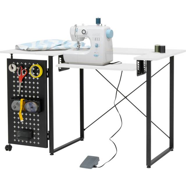 Adonya 121&#34; x 60&#34; Foldable Sewing Table with Sewing Machine Platform - White (76cm H X 121cm W X 60cm D)