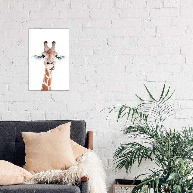 &#39;Happy Giraffe&#39; Graphic Art Print on Wrapped Canvas (66.04 cm H x 45.72 cm W x 1.91 cm D)