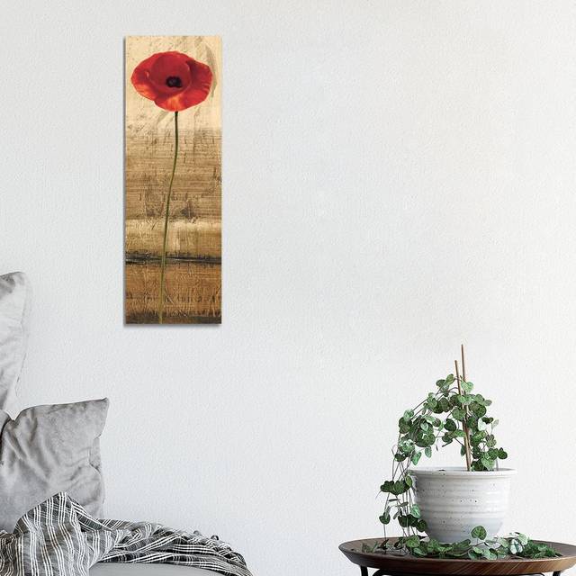 Poppy Panel II by Andrea Kahn - Wrapped Canvas Panoramic Graphic Art (91.44cm H x 30.48cm W x 1.91cm D)