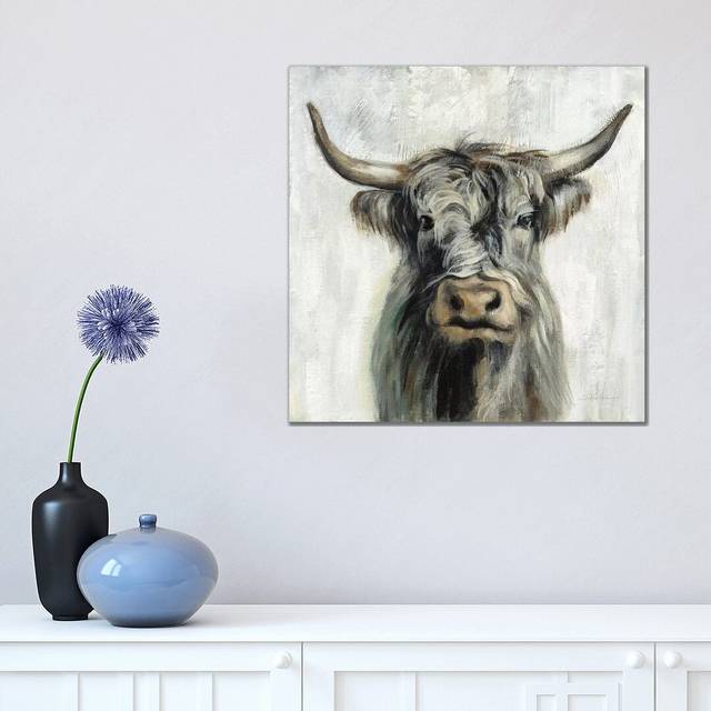 Highland Cow by Silvia Vassileva - Wrapped Canvas Graphic Art (45.72 cm H x 45.72 cm W x 3.175 cm D)