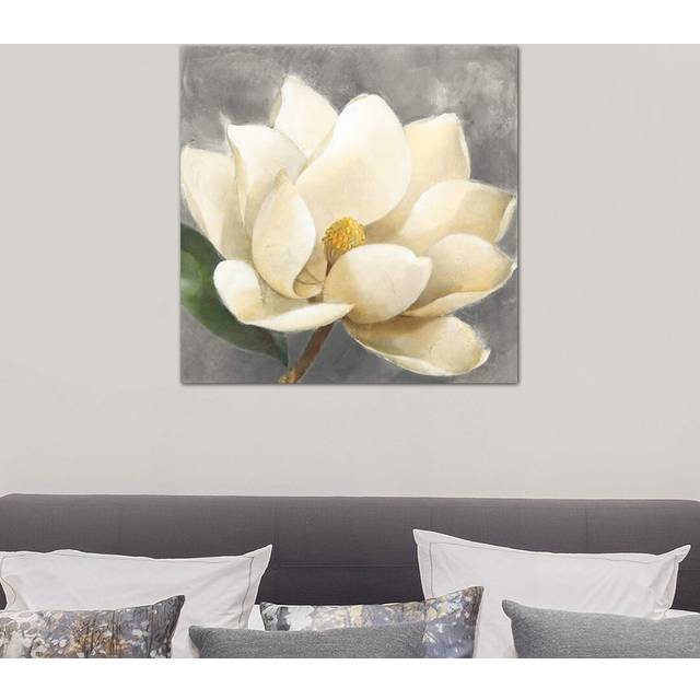 Magnolia Blossom On Gray by Albena Hristova - Wrapped Canvas Painting Print (66.04 cm H x 66.04 cm W x 1.91 cm D)