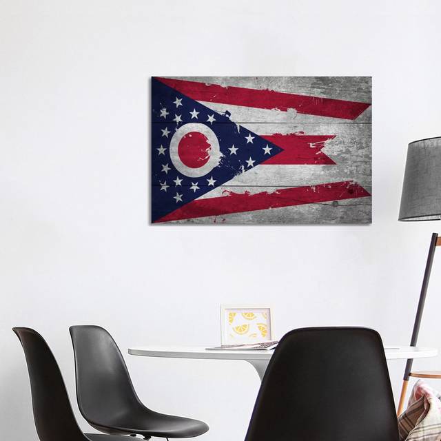 Ohio FlagWood Planks with Splatters by iCanvas - Wrapped Canvas Painting (101.6 cm H x 66.04 cm W x 3.175 cm D)