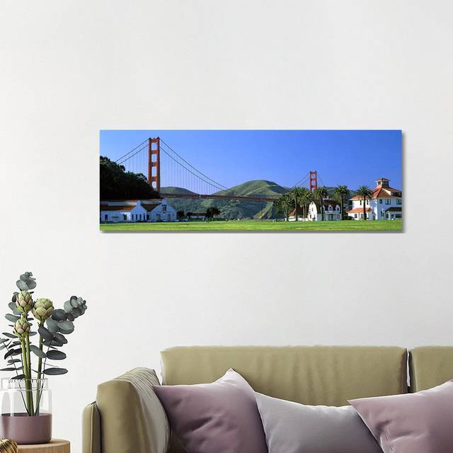 Bridge Viewed from a PArk, Golden Gate Bridge, Crissy Field - Wrapped Canvas Panoramic Photograph (40.64cm H x 121.92cm W x 1.91cm D)