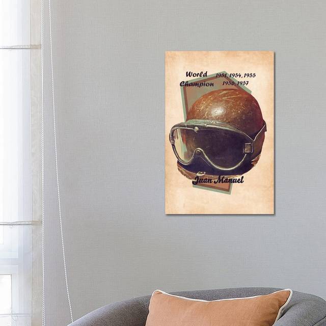 Juan Manuel Fangio''s Helmet Retro by Pop Cult Posters - Wrapped Canvas Art Prints (66.04cm H X 45.72cm W)