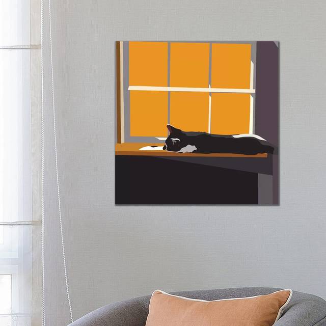 Cat on a Window Sill II by Emily Kalina - Wrapped Canvas Painting (66.04 cm H x 66.04 cm W x 1.91 cm D)