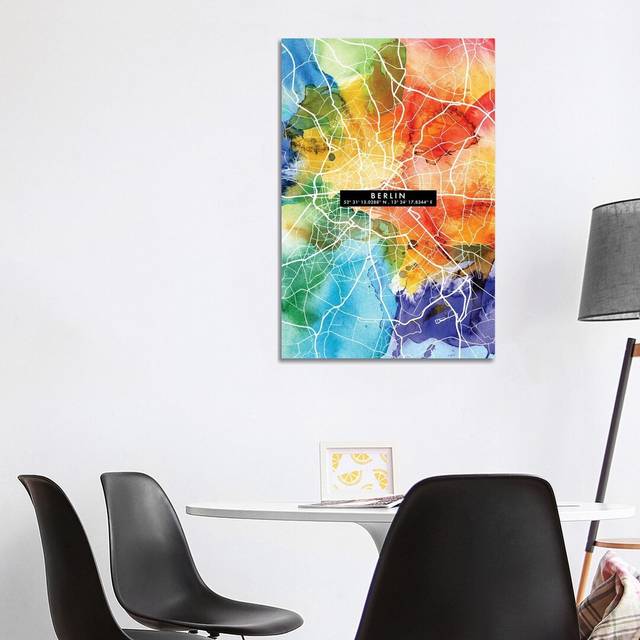 Berlin City Map Colorful - Wrapped Canvas (101.6 cm H x 66.04 cm W x 3.175 cm D)