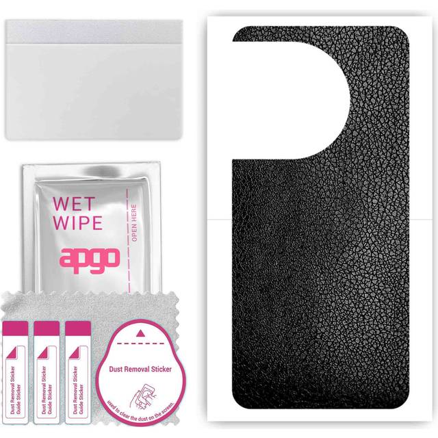 apgo Protective Skin Sticker for the back compatible with OnePlus 12, Wrap Film, Foil, Vinyl - Pattern Black Leather