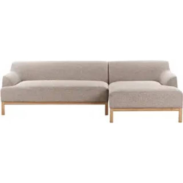 Stylish Left Hand Corner Sofa Polyester Fabric Wooden Legs Living Room Light Brown Sosjo