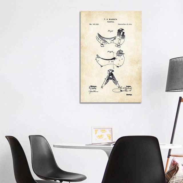 Horse Saddle (1873) by Patent77 - Wrapped Canvas Art Prints (101.6cm H x 66.04cm W x 3.81cm D)