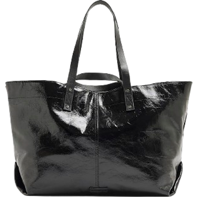 River Island Womens Black Oversized Leather Shopper Bag - One Size