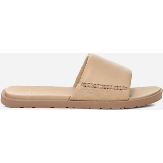 UGG® Seaside II Slide for Men in Brown, Size 8, Leather/Polyester - Mustard Seed