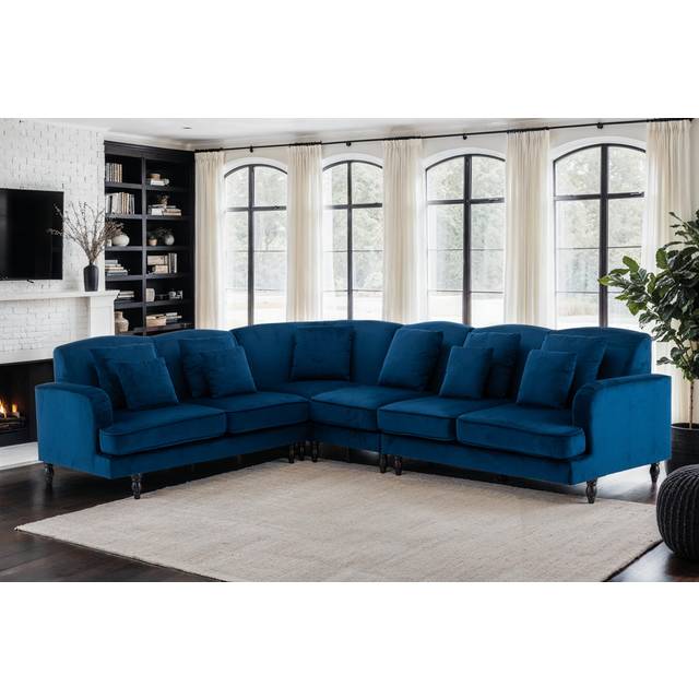 Modular Corner Sofa 2C3/3C2 - Blue (86cm H X 288cm W X 224cm D)