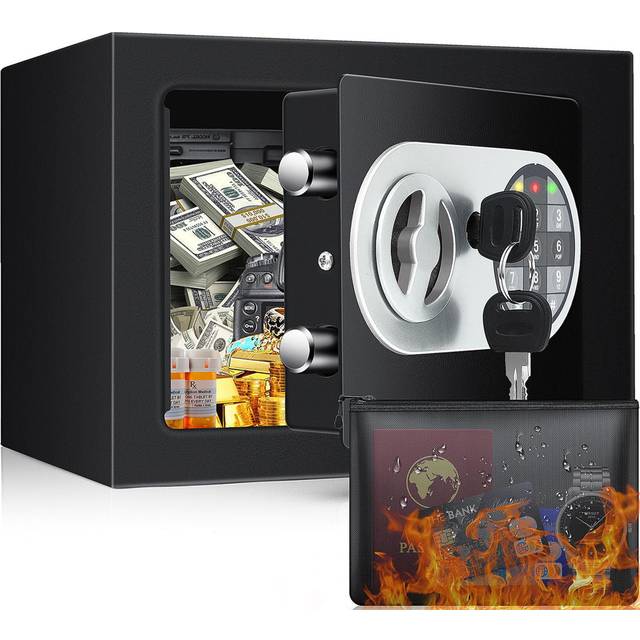Safe Box Lock - Matte Black (17cm H X 23cm W X 17cm D)
