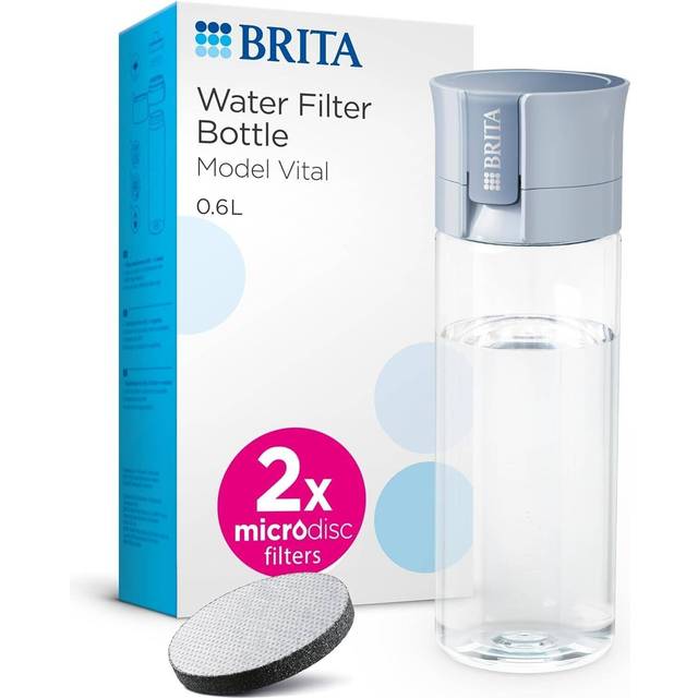 BRITA Water Filter Bottle Vital Light Blue (600ml) Inc. 2x Microdisc filters