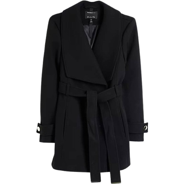 River Island Womens Black Belted Wrap Coat - 10