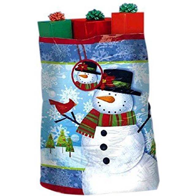 "Amscan Frosty Friends Super Giant Plastic Gift Sacks (1 Piece)  White/Blue  44"""" x 36"""""