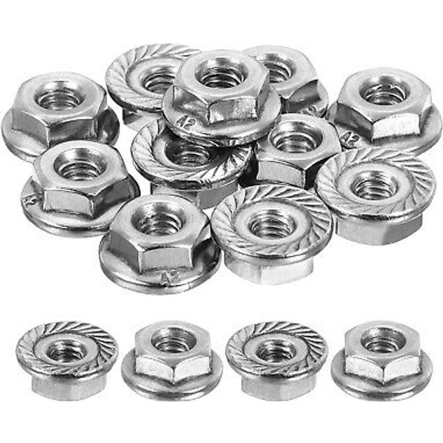 8-32 serrated flange hex lock nuts, 25pcs hexagon flange nut, silver