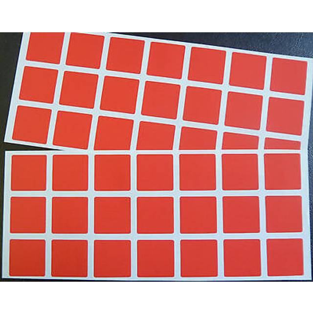 Matt red paper stickers, 25mm (1") square, 42 labels, economy pack, blc512