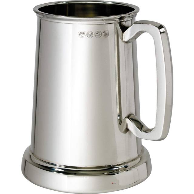 Pewter King's Shilling Tankard 1 Pint Plain with Feature Touchmark Pure Heavy Gauge Beer Tankard Perfect for Engraved Personalised Gifts for Men